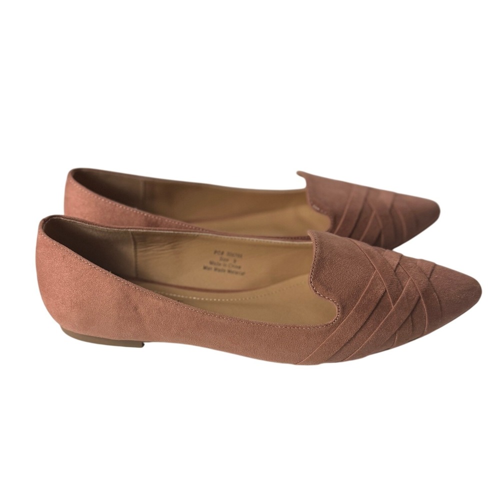 Journee Collection Mindee Pink Faux Suede Pointed Toe Criss Cross Flats Womens 9
